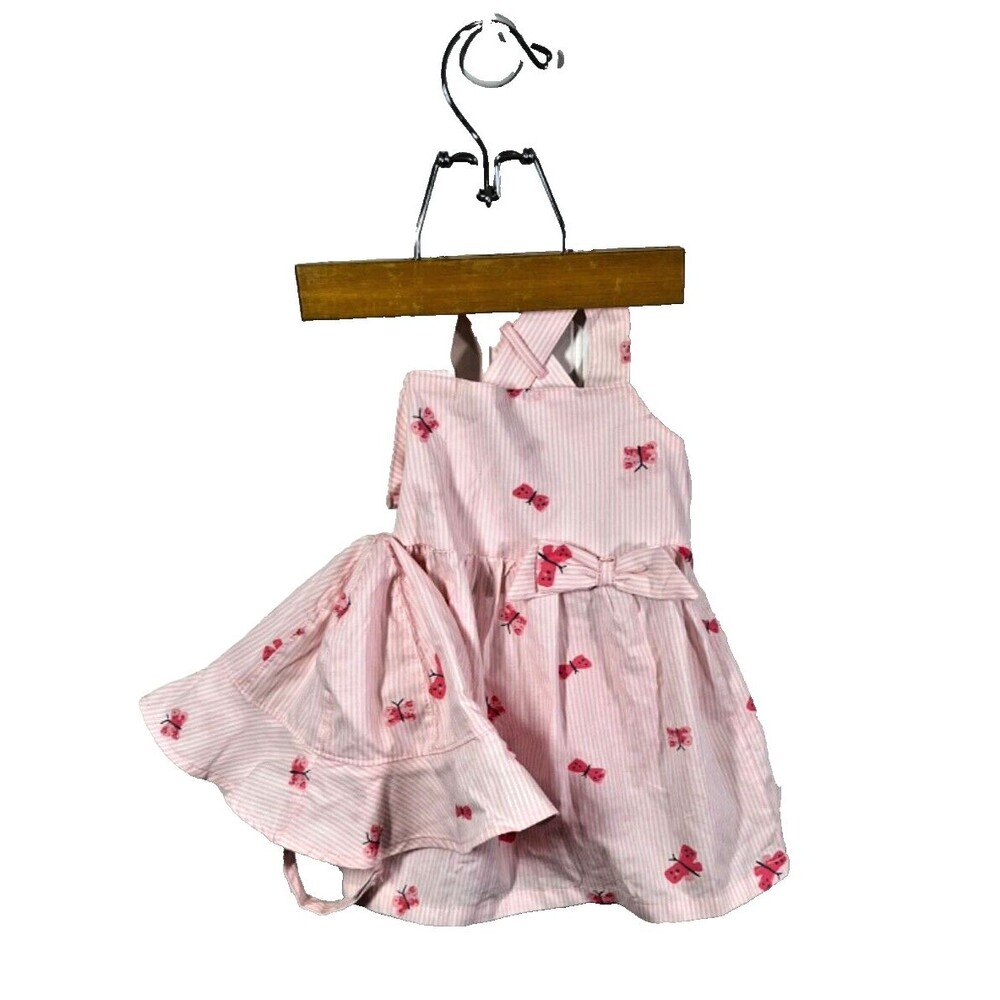 NEW Just One You by Carters 3 Piece Butterfly Print Dress w/ Hat Size 9 Months